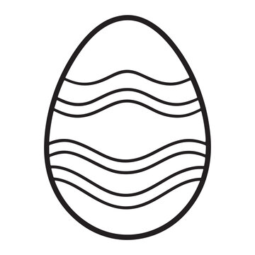 Easter egg decoration with horizontal wavy lines on egg shape  simple black and white illustration for holiday design and decoration ideas