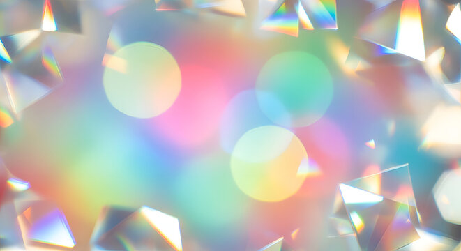 Holographic bokeh light abstract background.