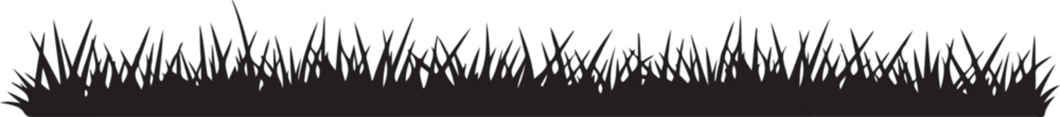 Grass border silhouette vector set, green field lawn meadow pasture, nature landscape outdoor © BULBULI