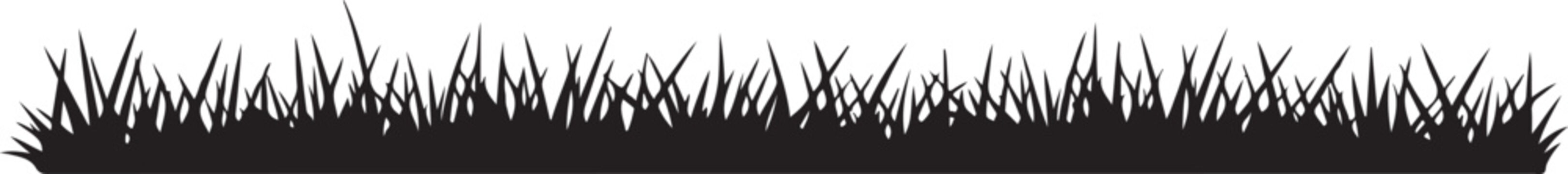 Grass border silhouette vector set, green field lawn meadow pasture, nature landscape outdoor