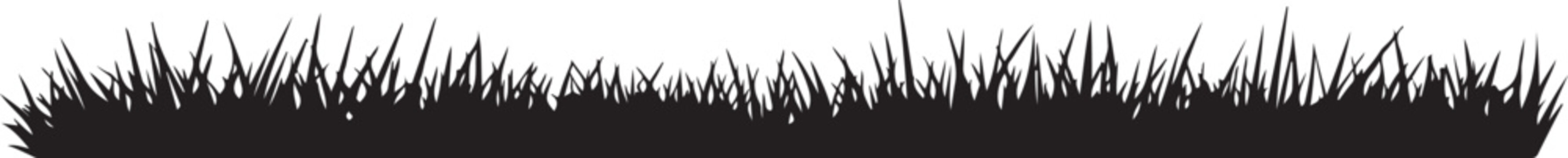 Grass border silhouette vector set, green field lawn meadow pasture, nature landscape outdoor