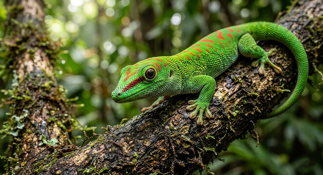 green lizard on a tree
