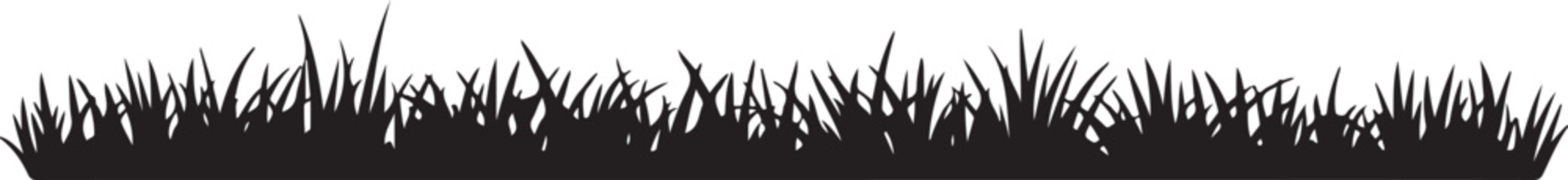Grass border silhouette vector set, green field lawn meadow pasture, nature landscape outdoor © BULBULI