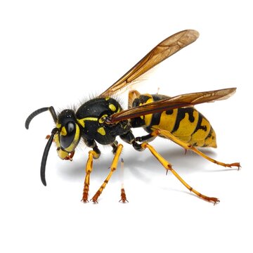Closeup of a yellow jacket wasp.