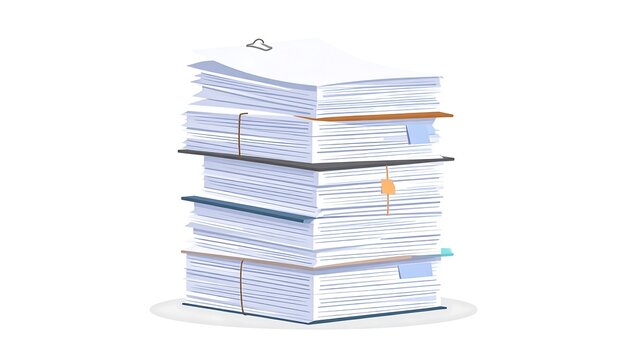 Stack of assorted office paperwork documents.