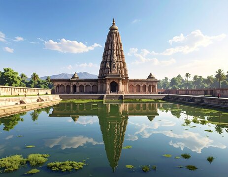 Sivasagar Sivadol Tall Shiva Temple Tank Assam Ahom Architecture Reflection Water Real Scene
