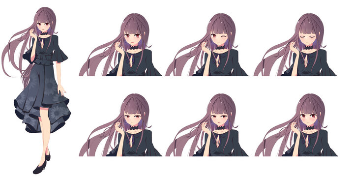 黒いドレスの女の子の立ち絵 - TRPG・ゲームのキャラクターイラスト立ち絵素材