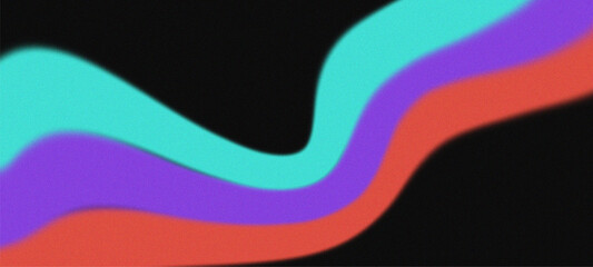 Abstract Grainy Gradient Background with Vibrant Cyan Purple and Orange Blurry Waves on Black Background © Talib