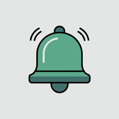 Fototapeta premium Green ringing bell icon vector illustration notification alert symbol sign sound