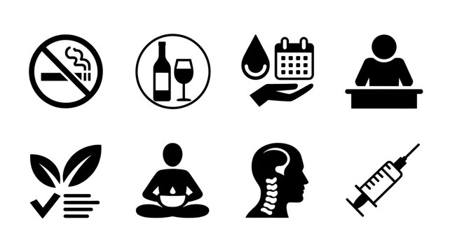 A set of eight black and white gift box icons for business and lifestyle