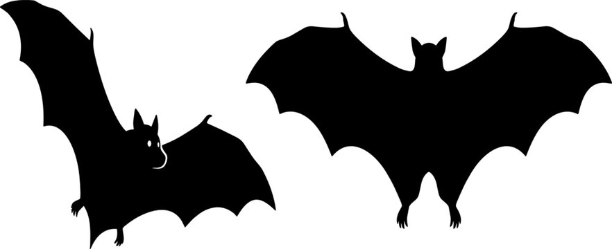 Black Bat Silhouette Vector Collection Featuring Flying Bats for Halloween Decorations Spooky Night Theme Designs Horror Party Invitations and Gothic Style Graphic Art
