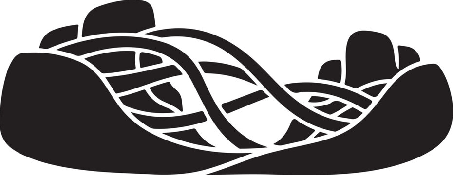 Black, abstract, DNA, double helix, spiral, vector icon, genetic, molecular structure