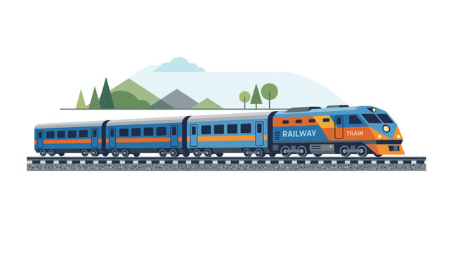 Electric Train on Railway Tracks.