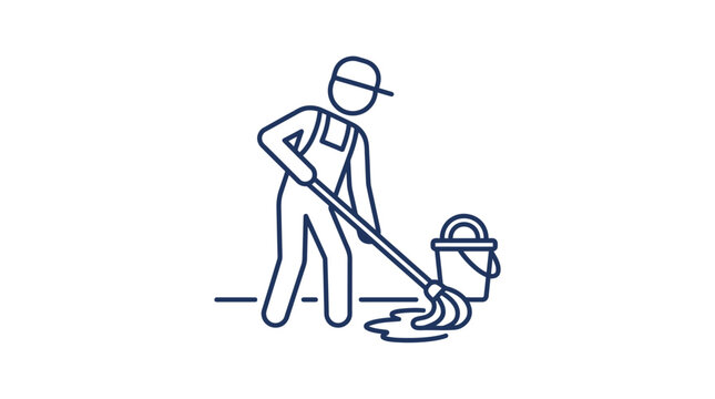 Man cleaning with a mop bucket.