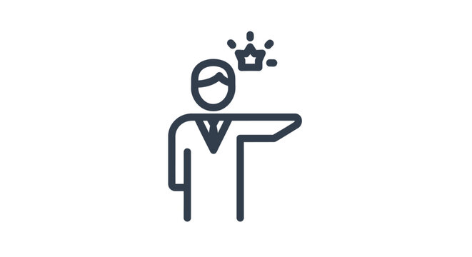 Simple line drawing of angry businessman.