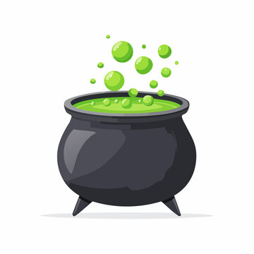 Witches Cauldron with Bubbling Green Potion