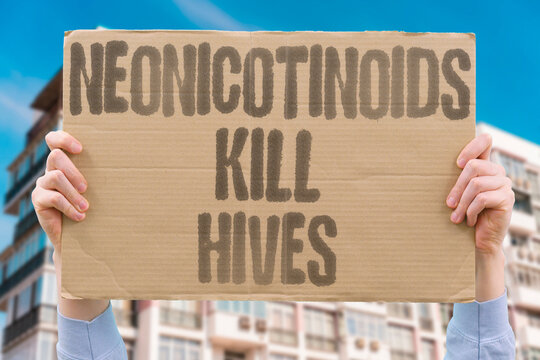 "Neonicotinoids Kill Hives" Systemic insecticides destroy bee neurological function via pollen. SYSTEMIC. INSECTICIDES. NEUROLOGICAL. POLLEN. DESTROY.
