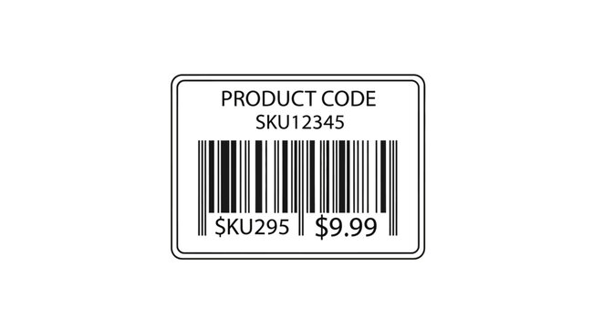 Close-up of a product code label with a barcode on a white background, displaying a price of $9.99.