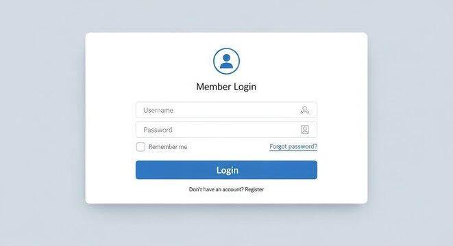 Modern member login form interface design with user icon and input fields