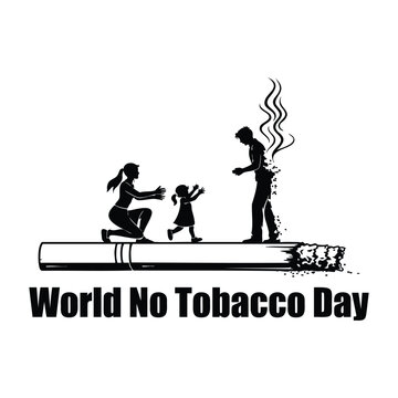 World No Tobacco Day Family Impact Vector.