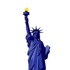 Fototapeta premium Statue of Liberty torch flame bright blue iconic monument white background