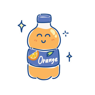 bottle of orange drink doodle vector