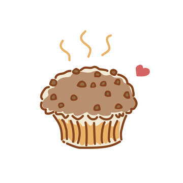 chocolate cupcake doodle vector