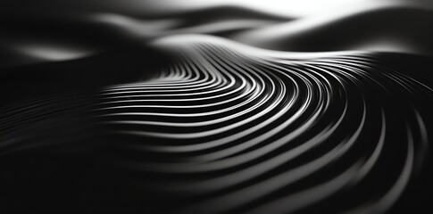 Obraz premium Abstract Black and White Wavy Lines Pattern with Smooth Curves Artistic Design
