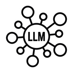 Large language model LLM with neural networks line art vector icon representing artificial intelligence machine learning and smart data processing for apps and websites ui and software design concept. © ABUBOKKORsiddik