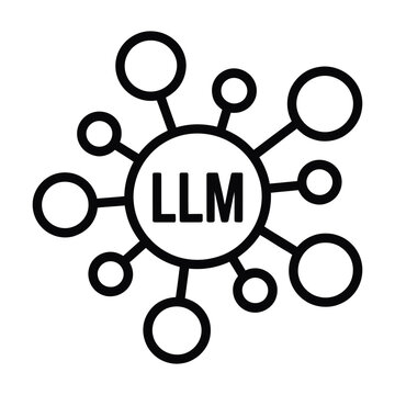 Large language model LLM with neural networks line art vector icon representing artificial intelligence machine learning and smart data processing for apps and websites ui and software design concept.