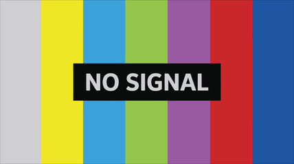 No signal TV screen color bars error message retro broadcast test pattern vector illustration © Rashed