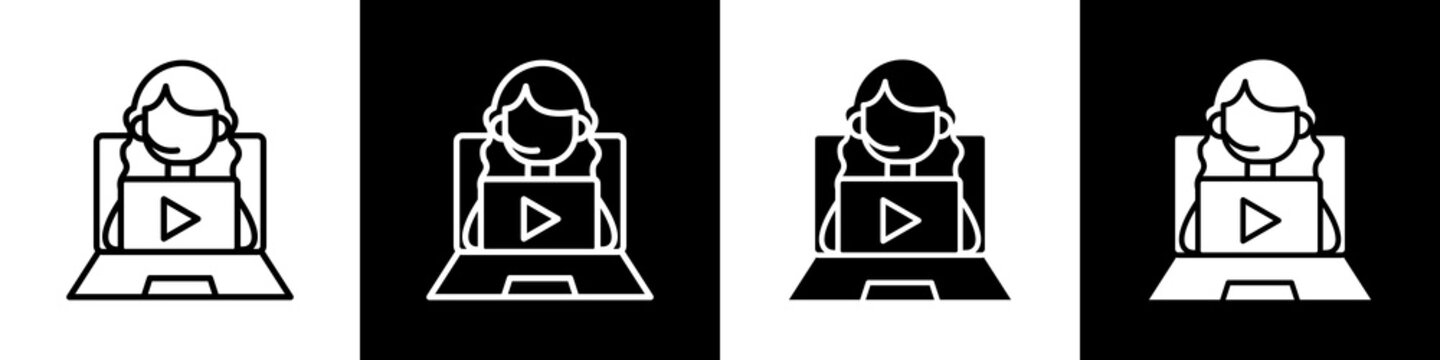 Influencer black and white icon design concept