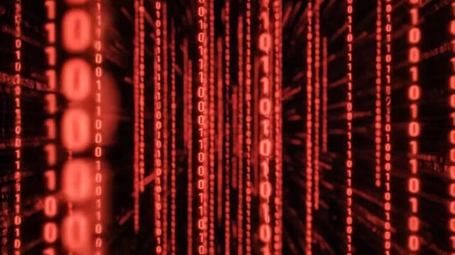 Binary code data stream symbolizing digital transformation and future innovation