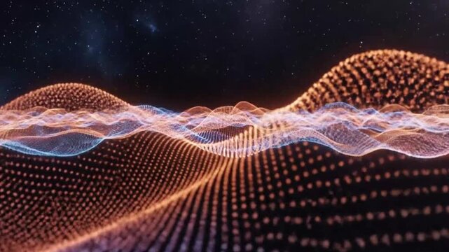 Abstract digital wave pattern in space perfect for UI/UX design and motion graphics