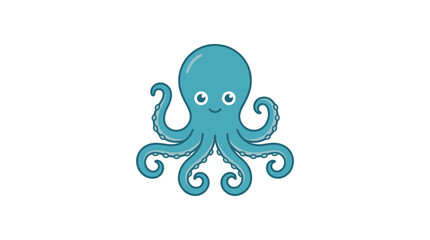 Teal cartoon octopus with eyes. © tri