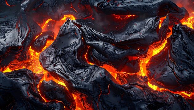 Burning embers and glowing hot coals.