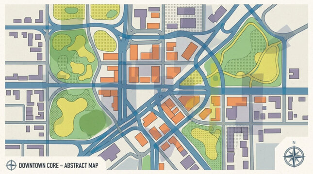 Urban planning map showing city layout and infrastructure.
