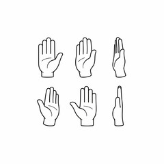Obraz premium Multiple views of a human hand gesture illustration set for reference