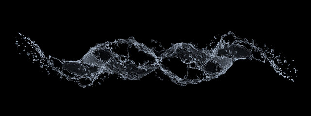 黒背景に広がるダイナミックな水しぶき｜透明感のあるウォータースプラッシュ素材 © k_yu