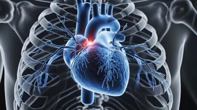 Human heart anatomy with highlighted area perfect for hospital promotions and health education