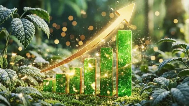 Green bars in forest with bokeh symbolizing conceptual art and dynamic energy