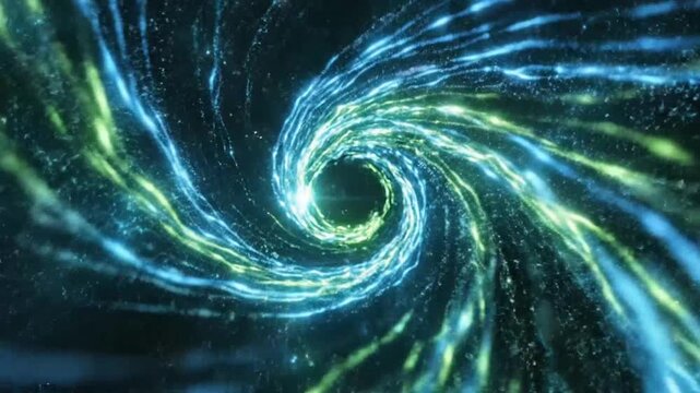 Abstract spiral light pattern in space representing futuristic concepts and abstract thought