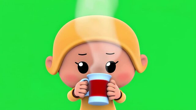 Caring Friends Sharing Hot Tea Cartoon