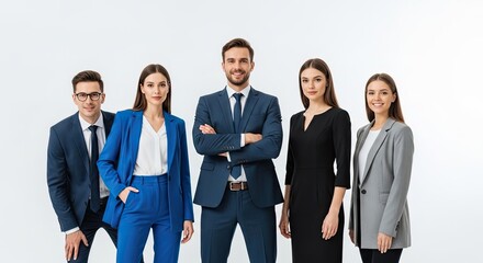 Obraz premium Diverse professional business team standing on white background