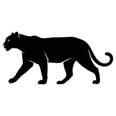 Obraz premium black panther walking silhouette vector illustration flat design
