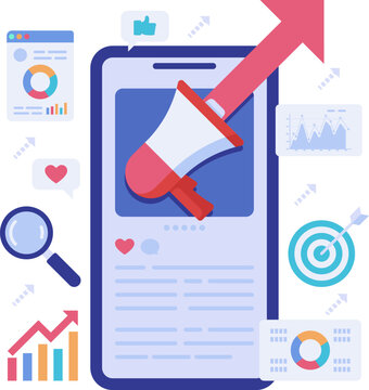 Social Media Marketing Strategy on Smartphone with Megaphone
