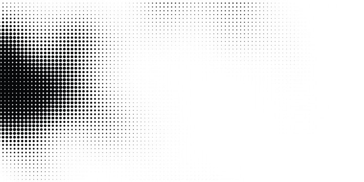 Dotted halftone gradient texture. Vanishing polka dot background. Repeating dots gradation pattern background. Black fading comic pop art overlay backdrop. Raster effect wallpaper. Vector halftone