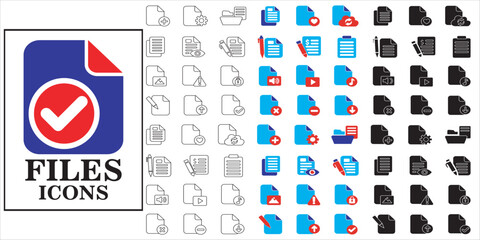 Obraz premium files icon set bundle. file, document, paper, archieve, business, office and more. simple flat complete vector