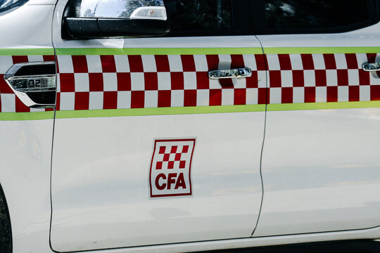 cfa country fire authority volunteer fire service signage on vehicle in victoria