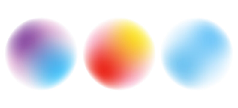 Atur gradasi kebisingan gradien lingkaran warna. Warna air berwarna abstrak blur mesh di latar belakang transparan terisolasi. Bentuk lingkaran png. Aura gradien, neon grain blob efek eps10.